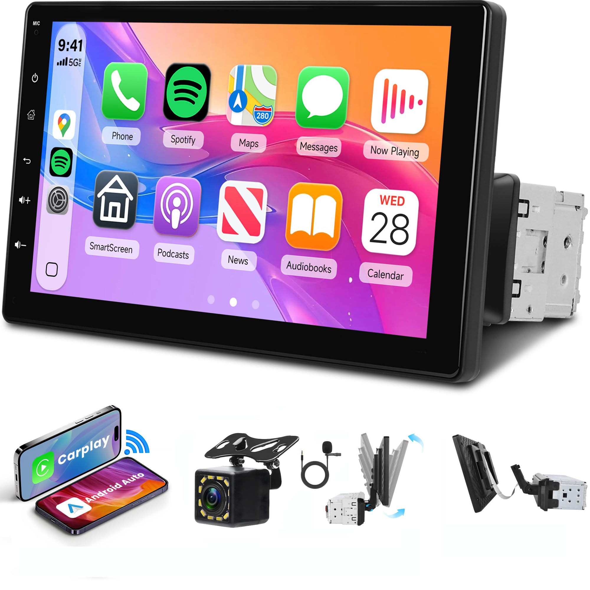 Amazon.com: Rimoody 9'' Single Din Car Stereo Wireless CarPlay